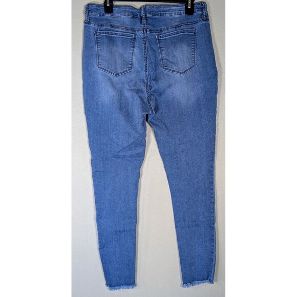 S.O.N.G. High Rise Jeans Women’s 15/32 Light Wash Frayed Hem Skinny Ankle - Picture 2 of 7